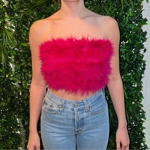 NWT- I SAW IT FIRST- fuzzy faux fur bandeau crop top